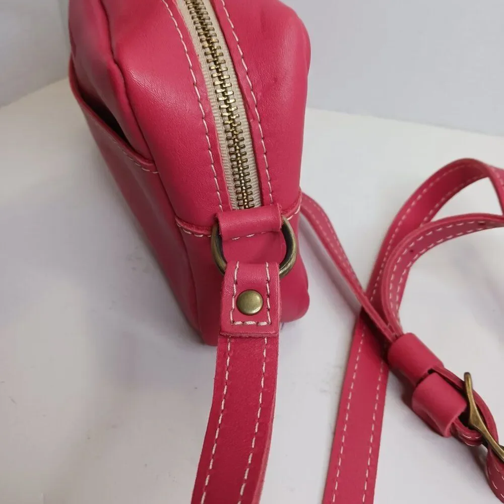 Portland Leather Women's Versatile Pink Leather Crossbody Bag - Picture 7 of 12